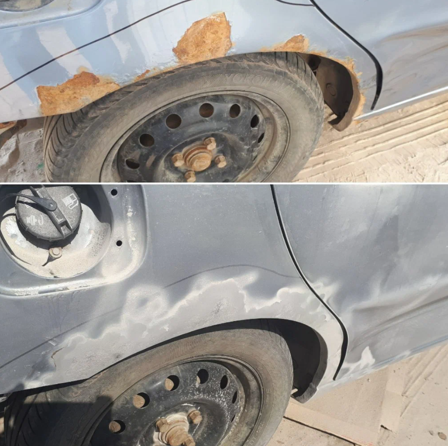 Отпескоструенное крыло автомобиля