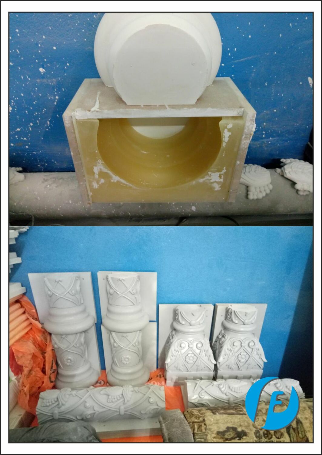 Полиуретановая форма и модели Гибкая полиуретановая форма и мастер-модели (капители, базы, сегменты колонн) для литья архитектурного бетона.