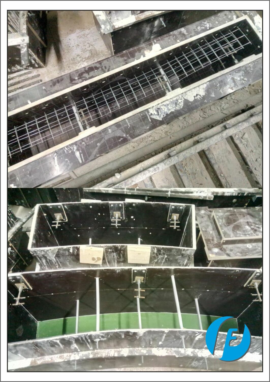 Подготовка к заливке бетона Подготовка форм к заливке белым архитектурным бетоном на производстве