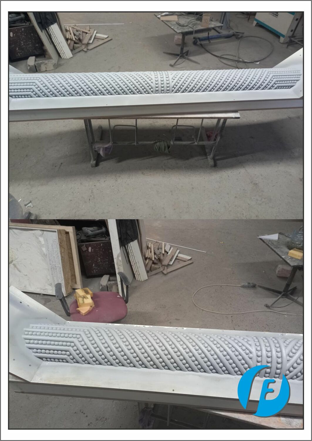 Готовая к формованию модель Полностью загрунтованная и готовая модель сложного орнамента для бронзового обрамления.