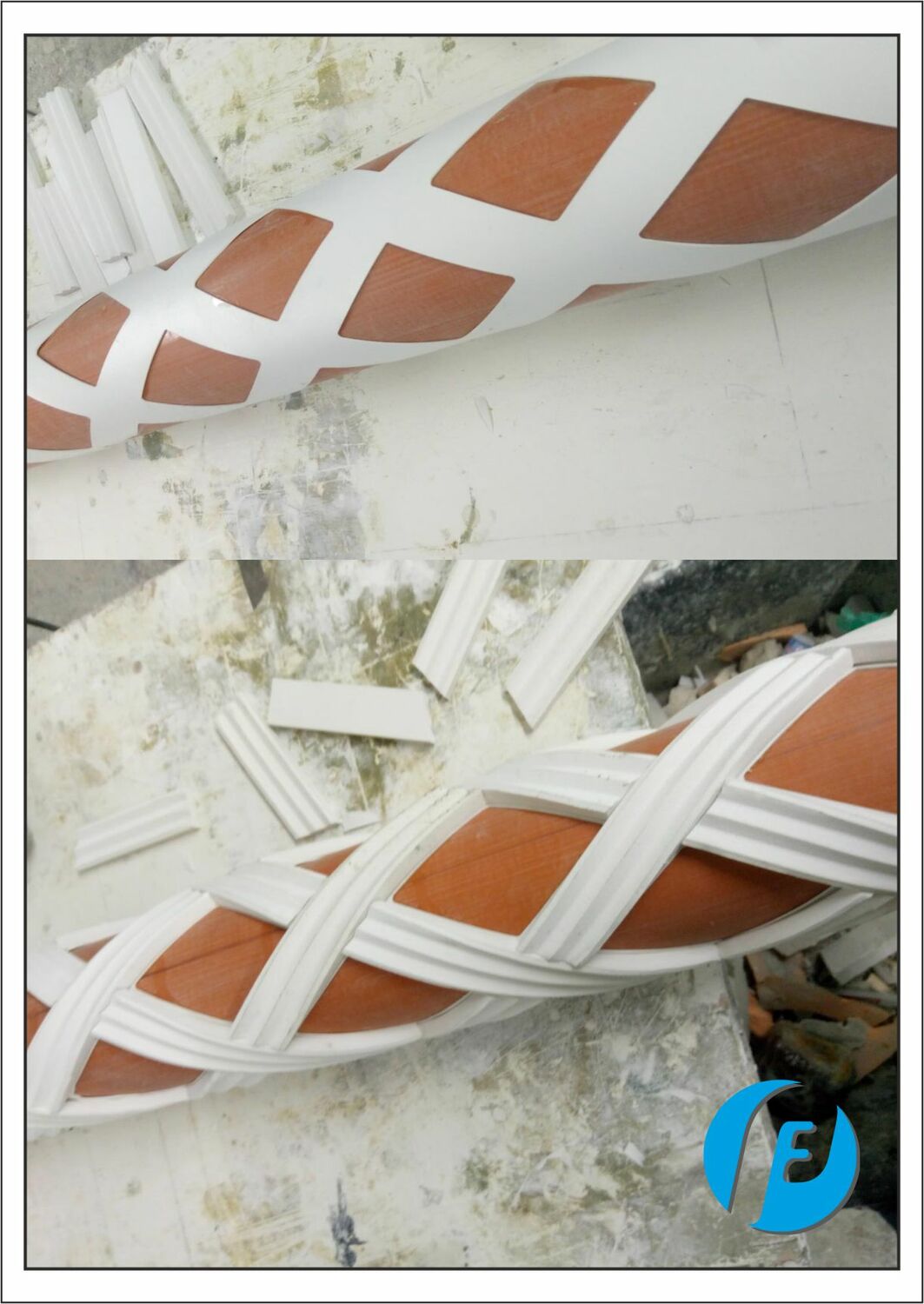 Изготовление модели геометрической колонны Начальный этап изготовления гипсовой модели колонны с геометрическим орнаментом для второго типа оконных обрамлений.