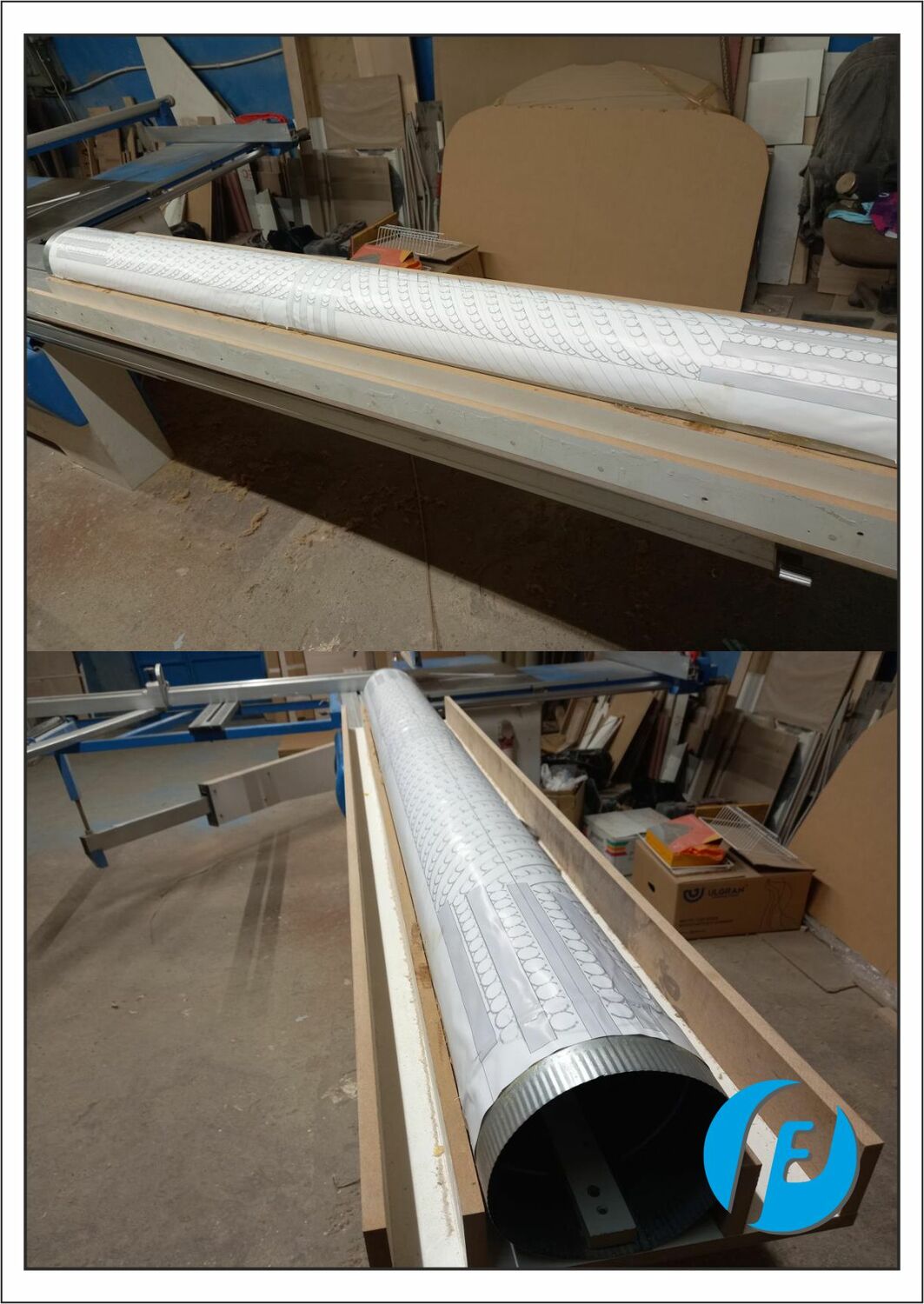 Разметка шаблона на заготовке Начальный этап изготовления модели бронзового обрамления: нанесение контурного шаблона орнамента на полуцилиндр.