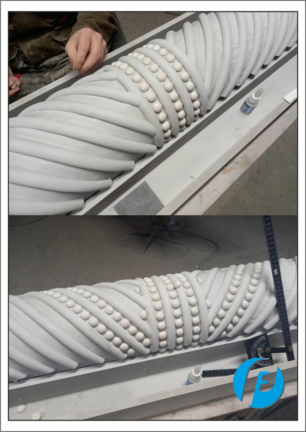 Добавление декоративных элементов Приклеивание декоративных полусфер на модель бронзового обрамления для создания комбинированного орнамента.