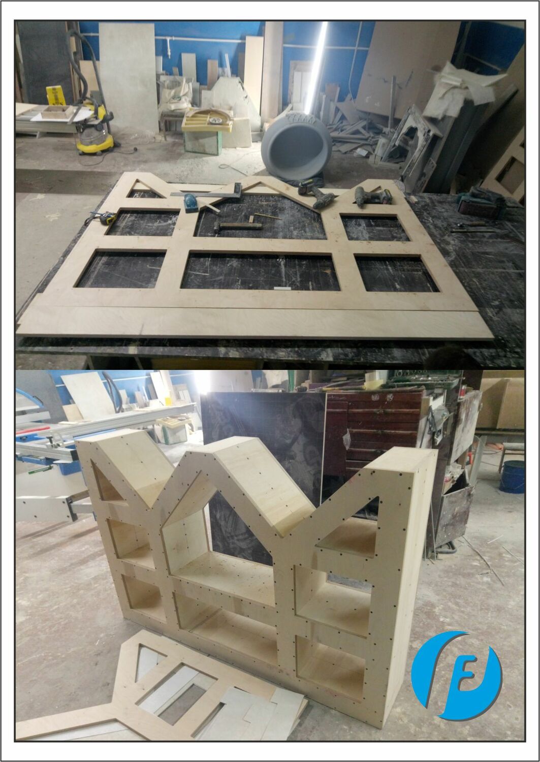 ЧПУ-фрезеровка деталей шкафа Детали фасада геометрического шкафа, выфрезерованные с ювелирной точностью на ЧПУ-станке.