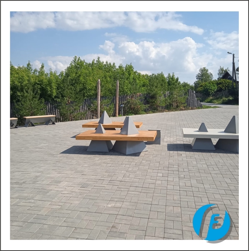 Скамейка с треугольными пирамидами — дизайнерская МАФ для городского пространства. Скамейки с необычным дизайном